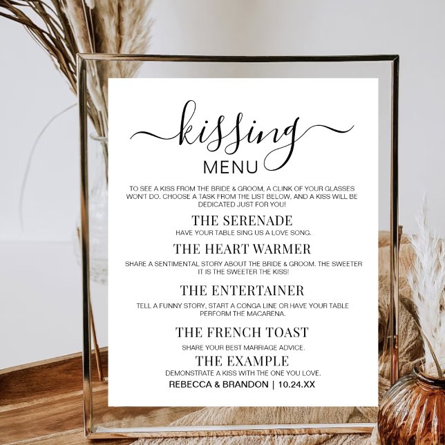 Poster Menu de baiser minimaliste Mariage jeu de baiser (Créateur téléchargé)