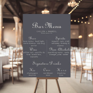 Poster Menu de bar de mariage minimaliste d'hiver