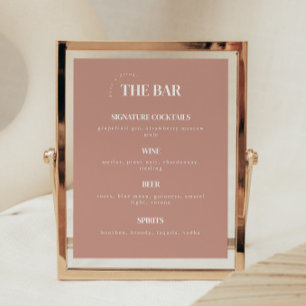 Poster Menu de Bar de Mariage Rose Poussiéreuse Simpliste