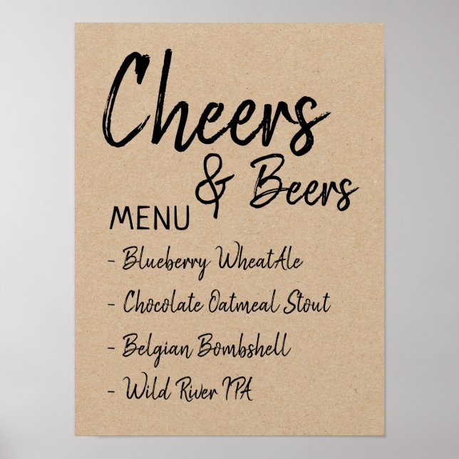 Poster Menu de bière de mariage de Shower de mariage Chee (Devant)