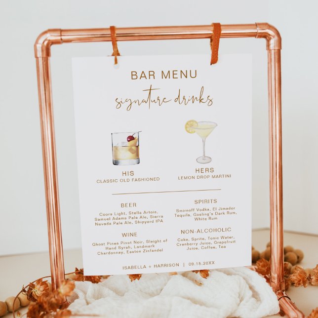 Poster Menu de boissons de signature de cocktail bohème I (Créateur téléchargé)
