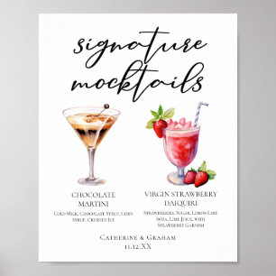 Poster Menu de boissons Mocktails au chocolat et fraise p