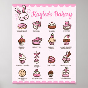 Poster Menu de boulangerie Kawaii avec votre nom
