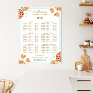 Poster Menu de boulangerie-pâtisserie de la boutique de p