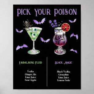 Poster Menu de cocktails Halloween 2 Choisissez Votre Poi