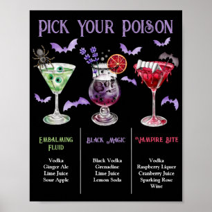Poster Menu de cocktails Halloween 3 'Choisissez votre po