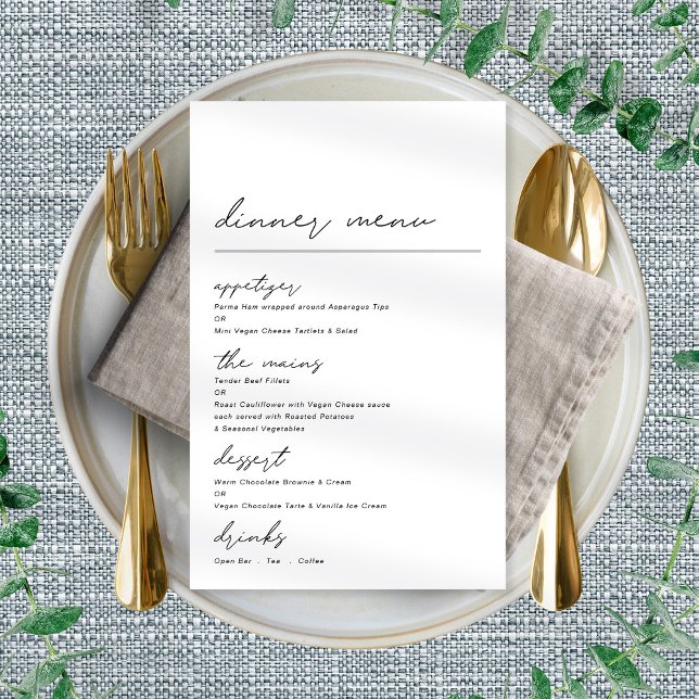 Poster Menu de dîner de script simple pour toutes occasio (Créateur téléchargé)