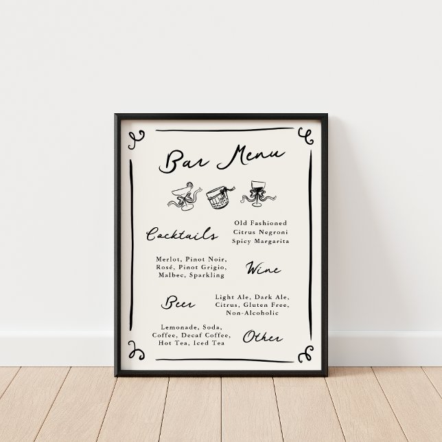 Poster Menu de la barre de la main dessinée (Créateur téléchargé)