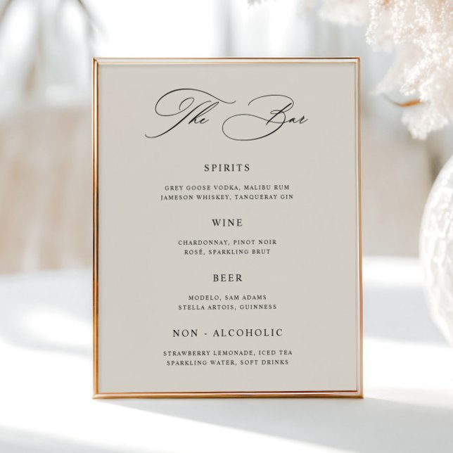 Poster Menu de la barre de Mariage de crème classique (Créateur téléchargé)
