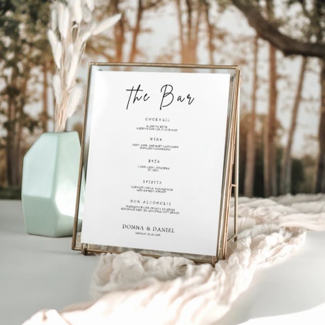Poster Menu de la barre de Mariage moderne Signer Modèle (Modern Wedding Bar Menu Sign Template)
