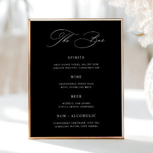 Poster Menu de la barre de Mariage noire classique