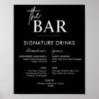 Menu de la barre des boissons de signature Mariage