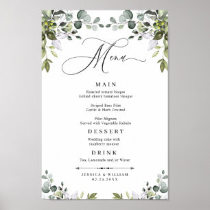 POSTER MENU DE MARIAGE AU FEUILLAGE D'EUCALYPTUS