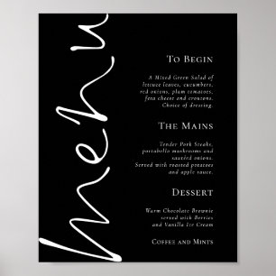 Poster Menu de mariage élégant écriture simple noir