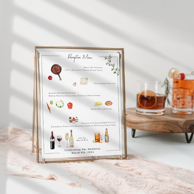 Poster Menu de mariage sur mesure illustré (Créateur téléchargé)