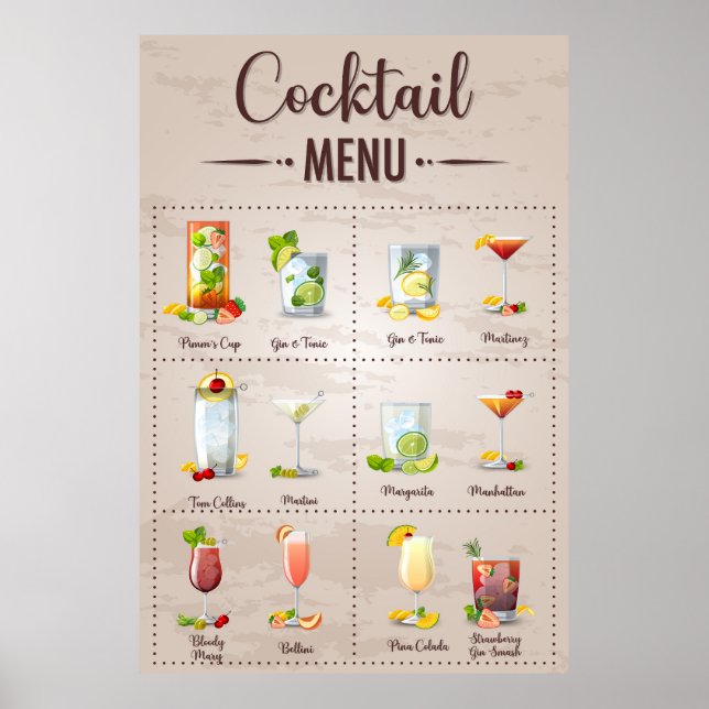 Poster Menu de mocktail (Devant)