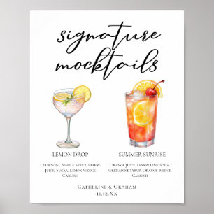 Poster Menu de Mocktails de mariage Lever de soleil d'été