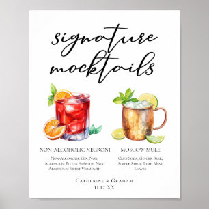 Poster Menu de Mocktails Élégants pour une Soirée de Mari