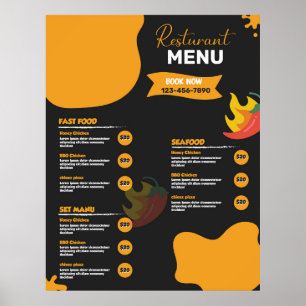 Poster Menu de nourriture