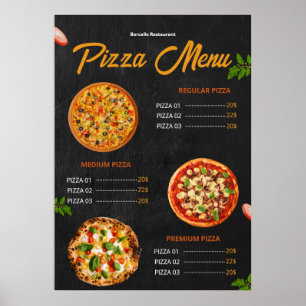 Poster Menu de pizza éditable Pizzaria Menu de restaurant