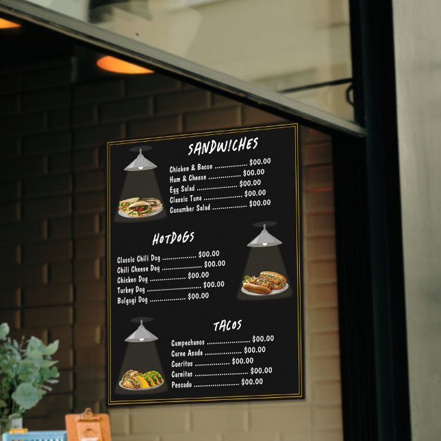 Poster Menu de restauration rapide Sandwichs | Hotdogs |  (Créateur téléchargé)