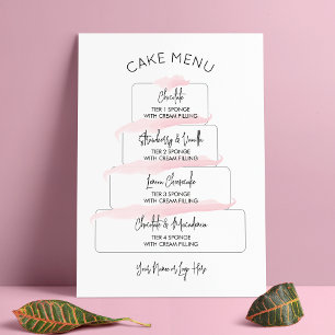 Poster Menu de saveurs de gâteau à l'écriture rose fémini