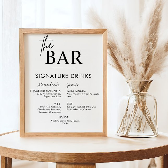 Poster Menu de signature de mariage imprimable pour bar d (Custom wedding bar sign, signature drinks sign)