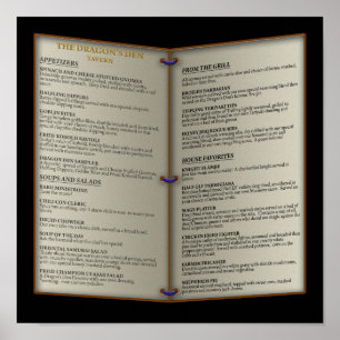 Poster Menu Den Tavern Dragon
