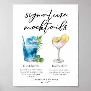 Poster Menu des Blue Lagoon Lemon Drop Mariage Mocktails