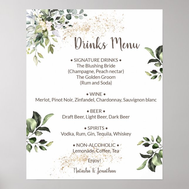 Poster Menu des boissons aux herbes et à la verdure Maria (Devant)