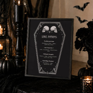 Poster Menu des boissons de la douche de mariée gothique