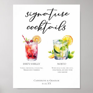 Poster Menu des cocktails signatures Dirty Shirley Mojito