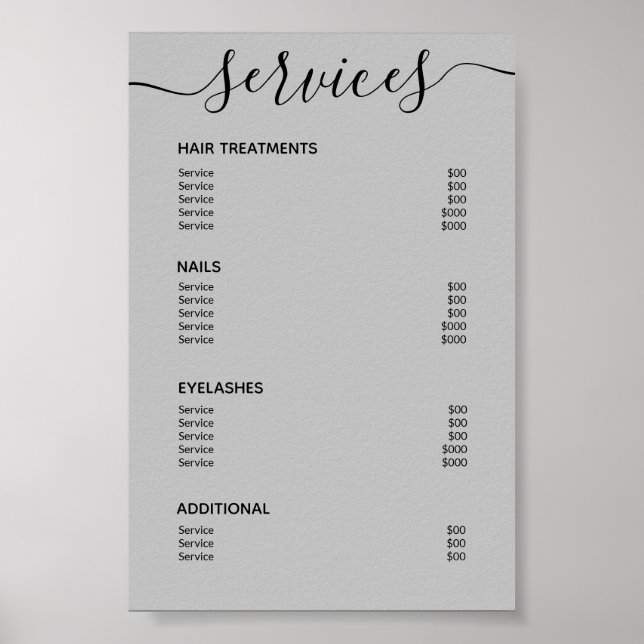 Poster Menu des services (Devant)