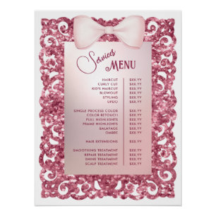 Poster Menu des services de la boîte rose du cadre de Par