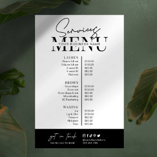 Poster Menu des services de salon minimaliste moderne noi