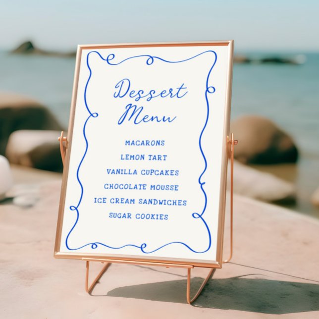 Poster Menu Dessert Cadre Bleu Dessiné À La Main (Créateur téléchargé)
