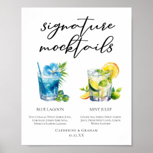 Poster Menu d'été des cocktails signature au bord de la p