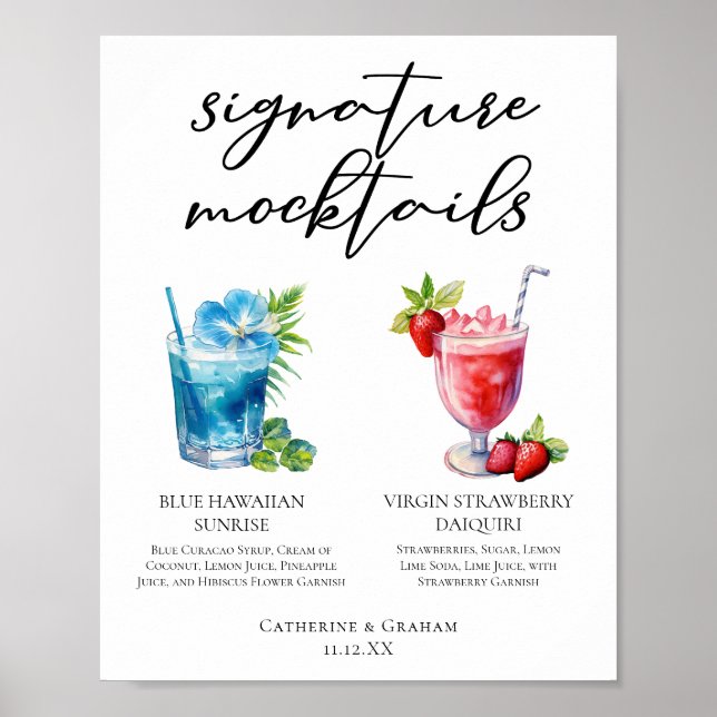 Poster Menu d'été Mocktails Signature Plage (Devant)