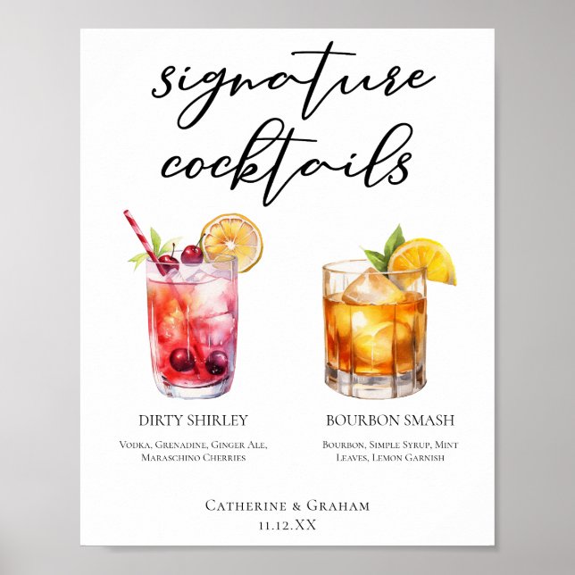 Poster Menu Dirty Shirley Bourbon Smash Signature Boisson (Devant)