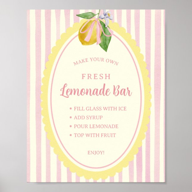 Poster Menu du bar à limonade fraîche (Devant)