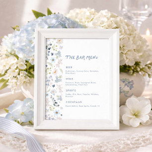 Poster Menu du bar de Baby Shower de mariage au jardin fl