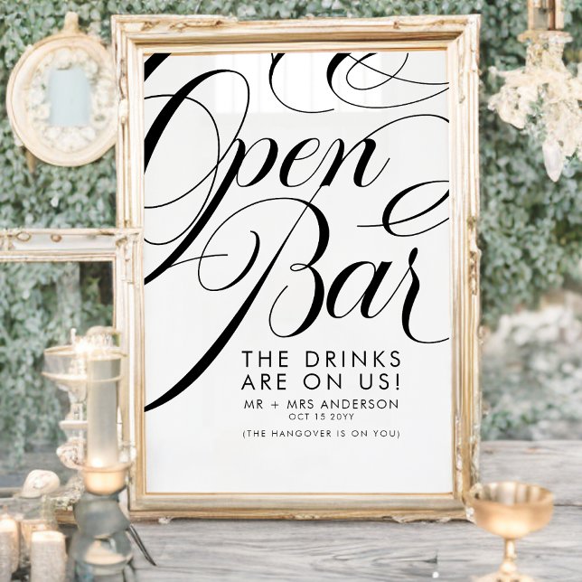 Poster Menu du bar de boissons gratuites de mariage à l'é (Créateur téléchargé)