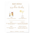 Menu du bar de boissons signature Cocktail bohème