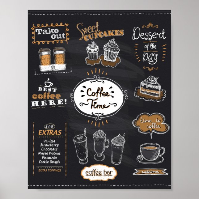 Poster Menu du café (Devant)