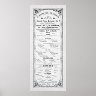 Poster MENU DU DÎNER pour POMPIERS 1856