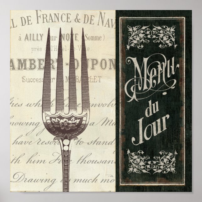 Poster Menu français et Fourchette (Devant)