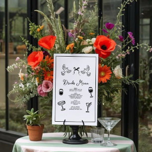 Poster Menu minimal des boissons dessinées à la main pour
