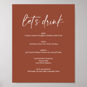 Poster Menu minimaliste Boho Terracotta Mariage Boisson B