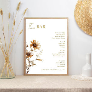 Poster Menu minimaliste de bar de boissons de mariage aux
