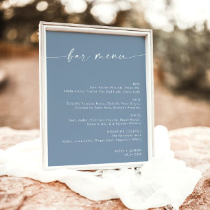 Poster Menu minimaliste de la barre de Mariage, menu de b